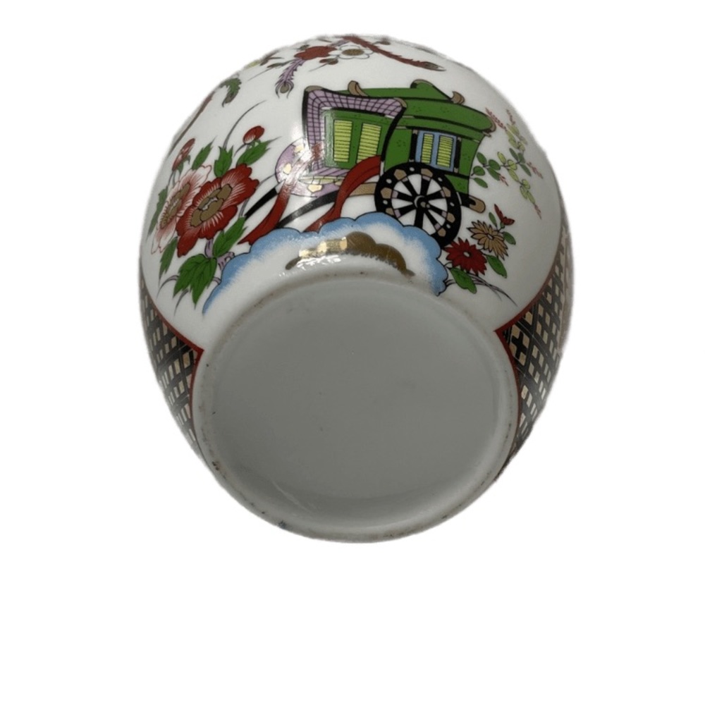 Vintage Vase Wealth Happiness & Health Handpainted Floral Ginger Jar Asian Art - Picture 11 of 15